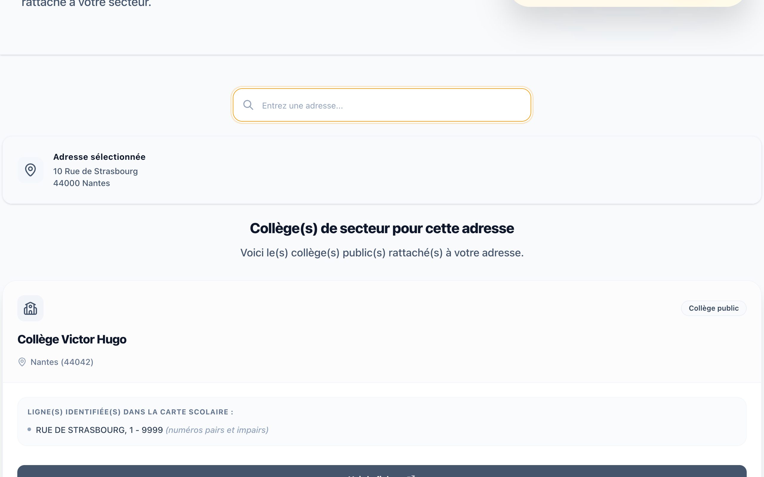 Le collège public de secteur rattaché à une adresse